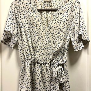 Sienna Sky Blue and White Floral Wrap Top